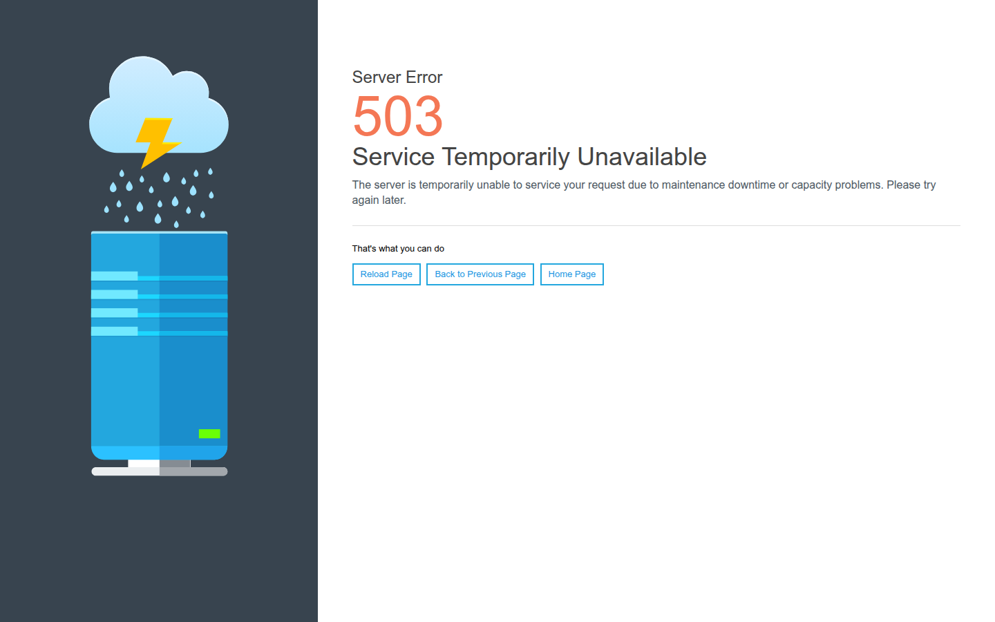 The Plesk 503 Service Temporarily Unavailable page that a visitor sees in place of a website whose subscription is suspended