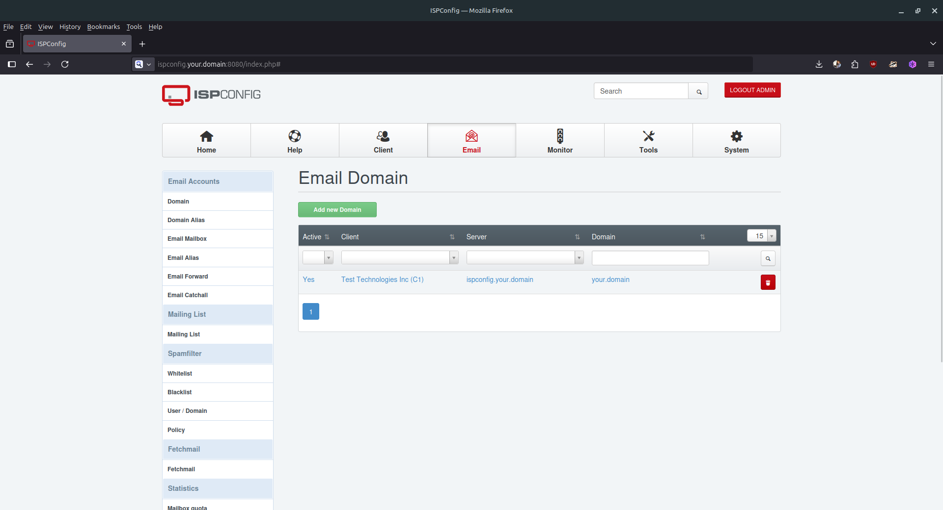 ISPConfig 3.3 Add Mailbox screen showing the Send copy to field and the Disable local delivering option