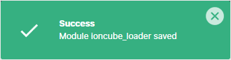 Confirmation message showing the ionCube Loader module has been saved
