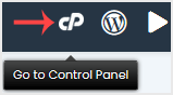 The cPanel icon in the Softaculous toolbar, used to return to the cPanel home page
