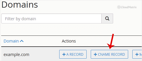 The Zone Editor domain list showing per-domain action buttons including A Record, CNAME Record, MX Record, DNSSEC and Manage
