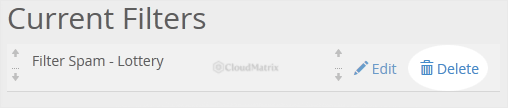 The Delete link next to a filter in the Current Filters list
