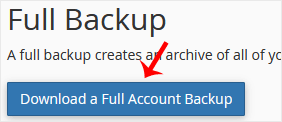 The Download a Full Account Backup button under the Full Backup heading in cPanel