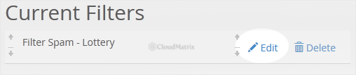 The Current Filters list with an Edit button beside each filter