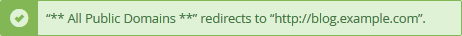 The Add button on the cPanel Redirects form and the confirmation that the redirect has been created