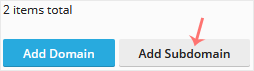 Add Subdomain button in Plesk Websites and Domains