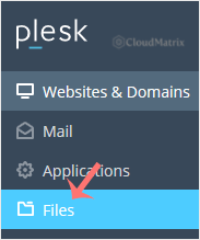 Files item in the Plesk sidebar menu