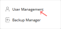 User Management link in the right-hand sidebar of the Plesk Databases page