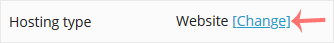 Change link next to the Hosting Type setting in Plesk
