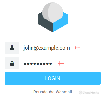 Plesk webmail login page with fields for full email address and password and a Login button