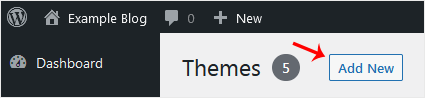 The Add New button at the top of the WordPress Themes screen